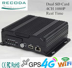 Dual SD Card H.264 1080P Mobile Vehicle DVR 4 CH With 4G Wifi GPS